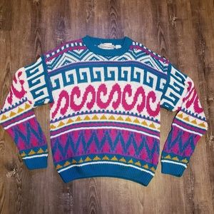 VINTAGE 90'S FUNKY RETRO UGLY CHRISTMAS SWEATER L